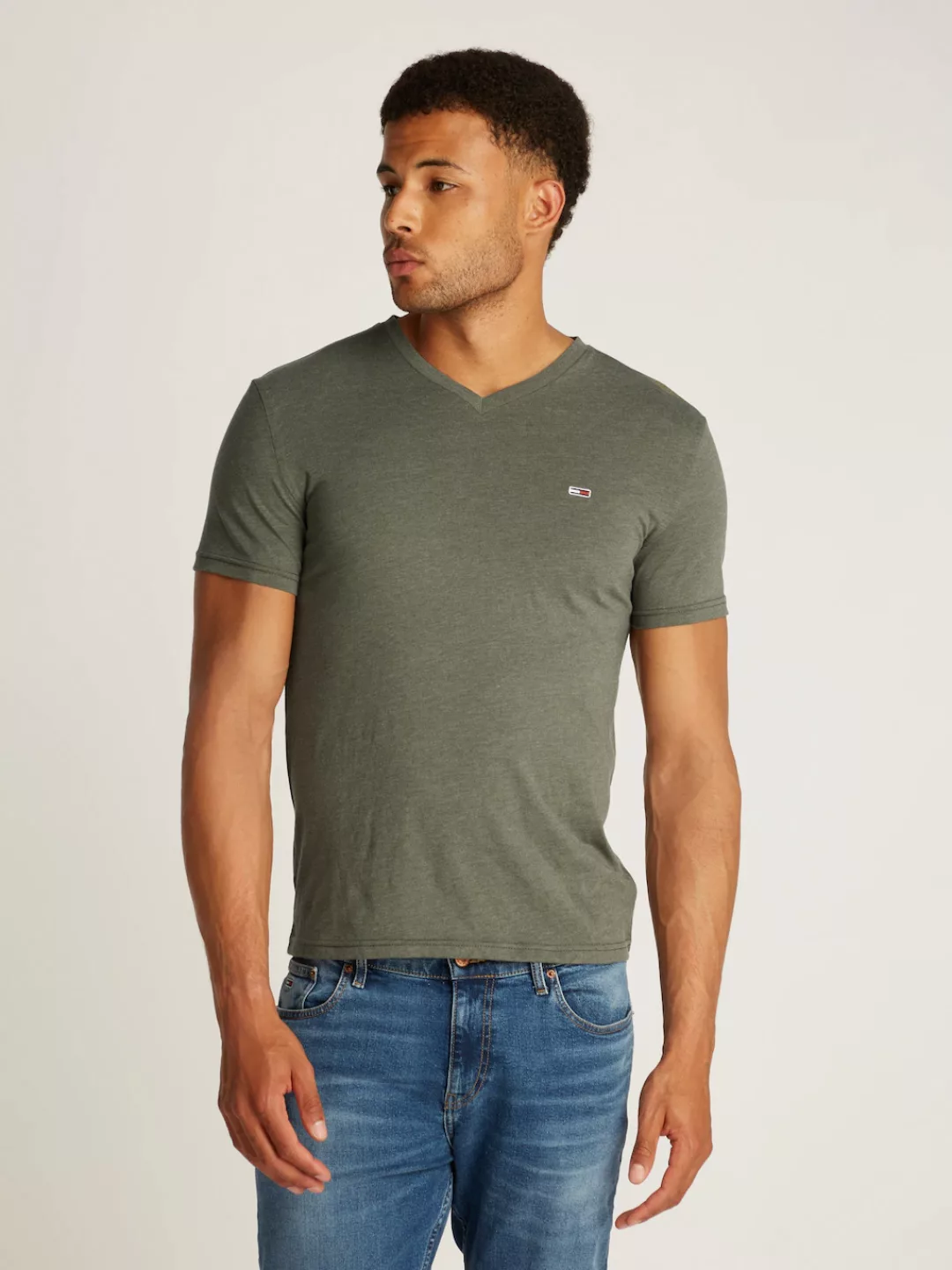 Tommy Jeans T-Shirt TJM XSLIM JASPE VNECK TEE EXT in Melange-Optik günstig online kaufen