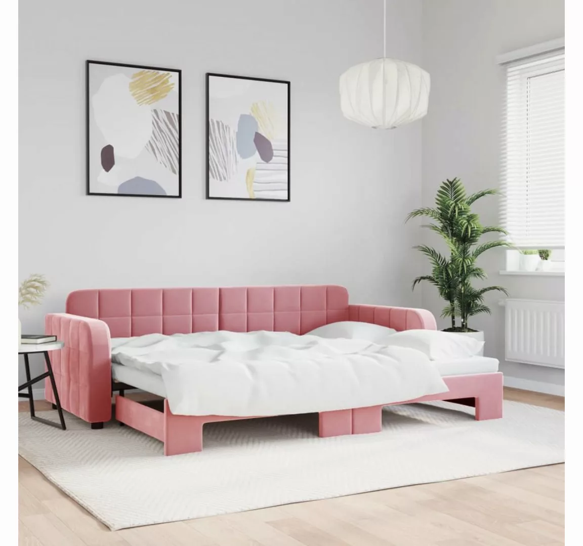 vidaXL Gästebett Gästebett Tagesbett Ausziehbar Rosa 80x200 cm Samt Bett Be günstig online kaufen