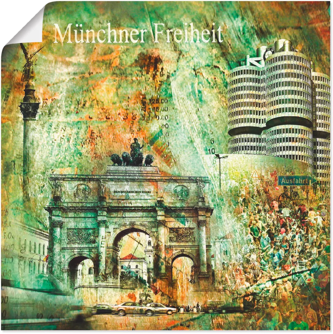 Artland Wandbild »München Skyline Abstrakte Collage 03«, Architektonische E günstig online kaufen