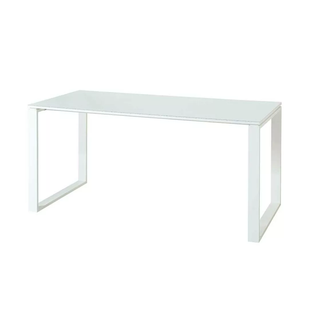 Büro Schreibtisch in Weiß  und Wildeiche Optik Glas beschichtet (zweiteilig günstig online kaufen