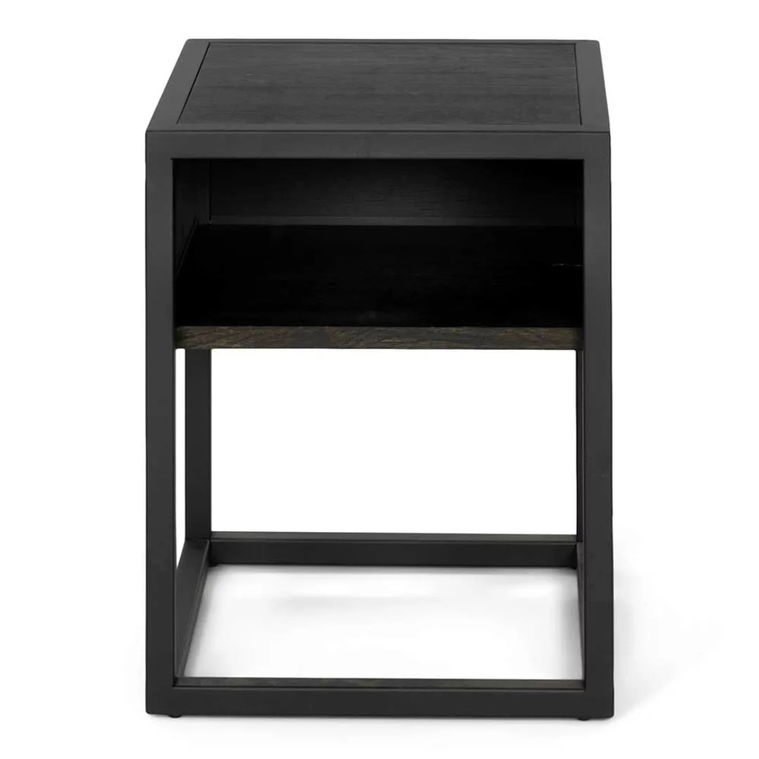 Schwarzer Nachttisch mit Metall Bügelgestell 50 cm hoch günstig online kaufen