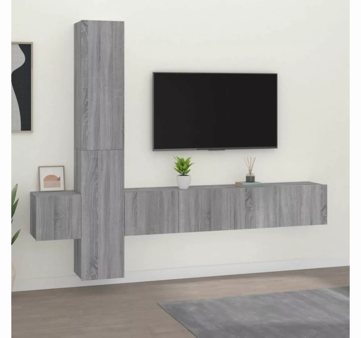 vidaXL Schrankmodule 5-tlg. TV-Schrank-Set Grau Sonoma Holzwerkstoff günstig online kaufen