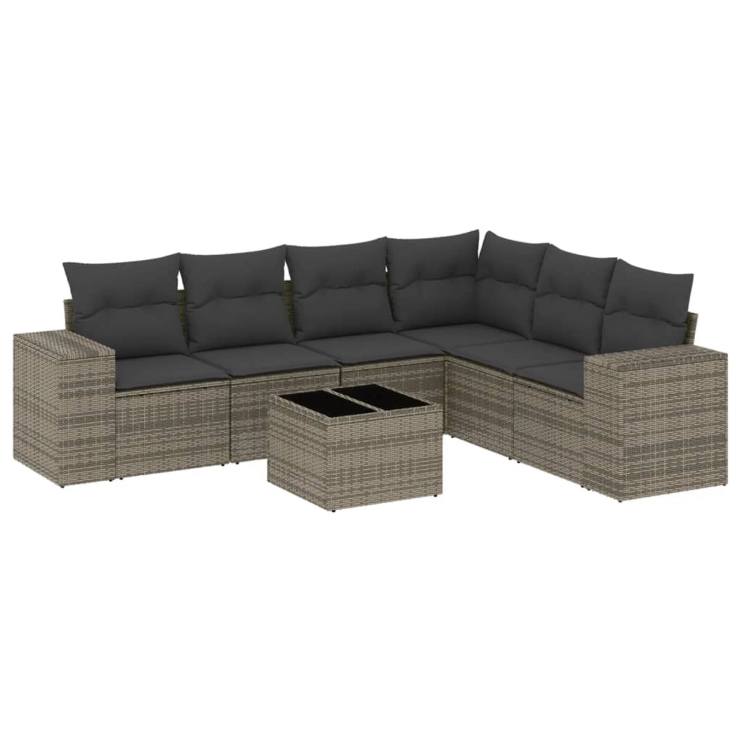 vidaXL 7-Tlg Garten-Sofagarnitur mit Kissen Grau Poly Rattan 3254957 günstig online kaufen