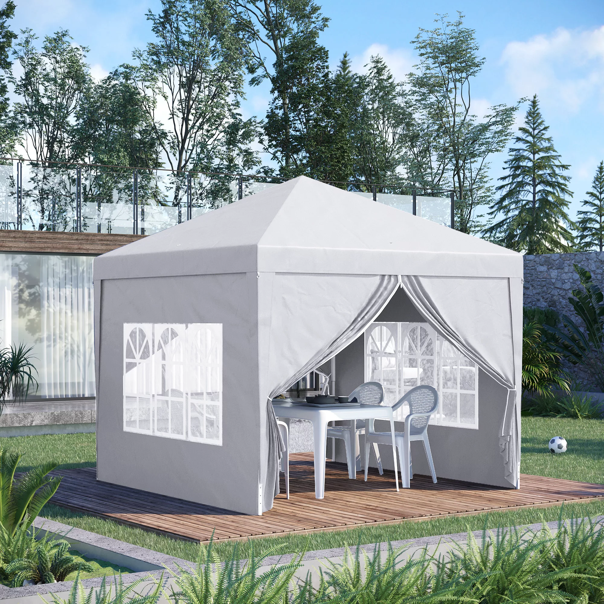 3x3m  Pavillon mit 4 Seitenwänden & Fenster, UV-Schutz, inkl. Tragetasche, günstig online kaufen