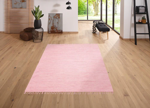 my home Teppich »Ares«, rechteckig, Uni Farben, handgewebt, mit Fransen günstig online kaufen