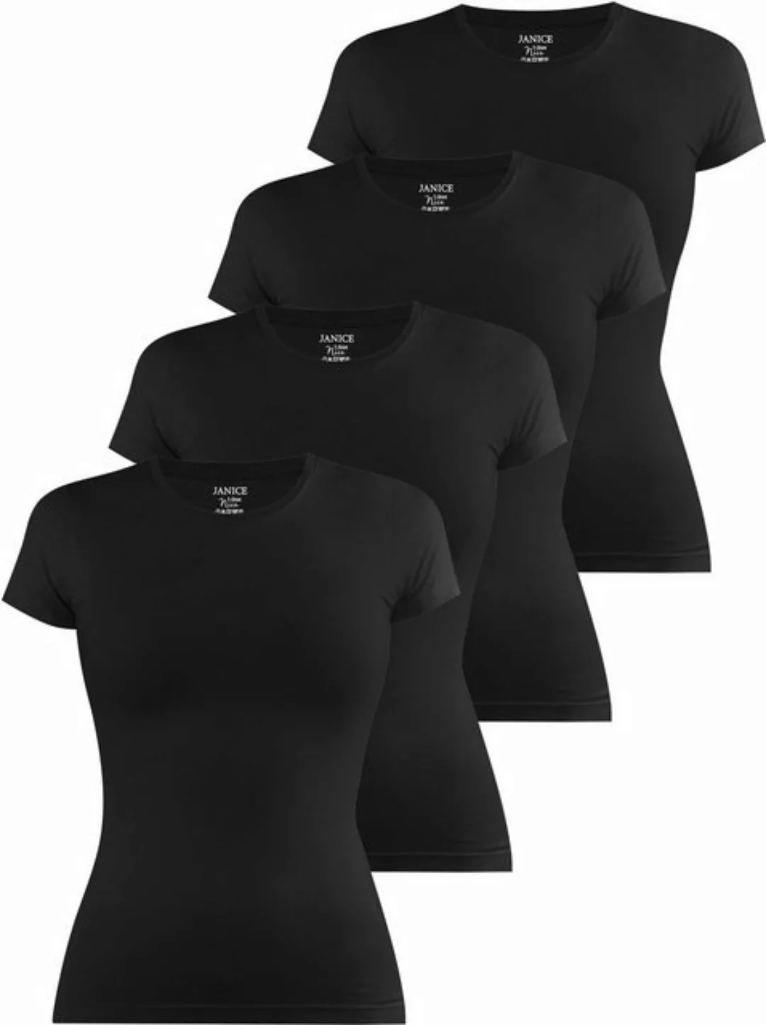 Janice Kurzarmshirt 4 x Damen T-Shirt hochgeschlossen Nice Figurbetontes Sh günstig online kaufen