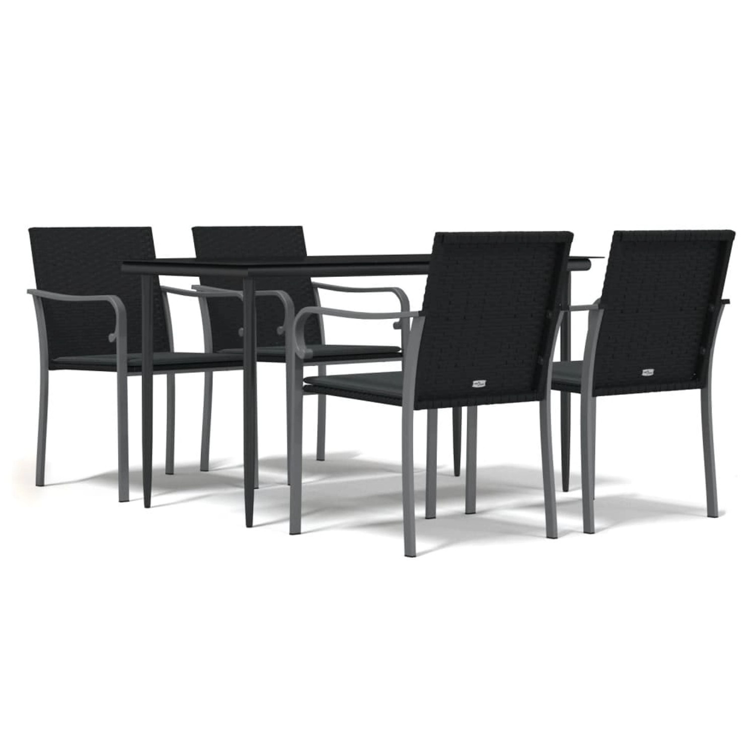 vidaXL 5-Tlg Garten-Essgruppe mit Kissen Poly Rattan und Stahl 3186943 günstig online kaufen