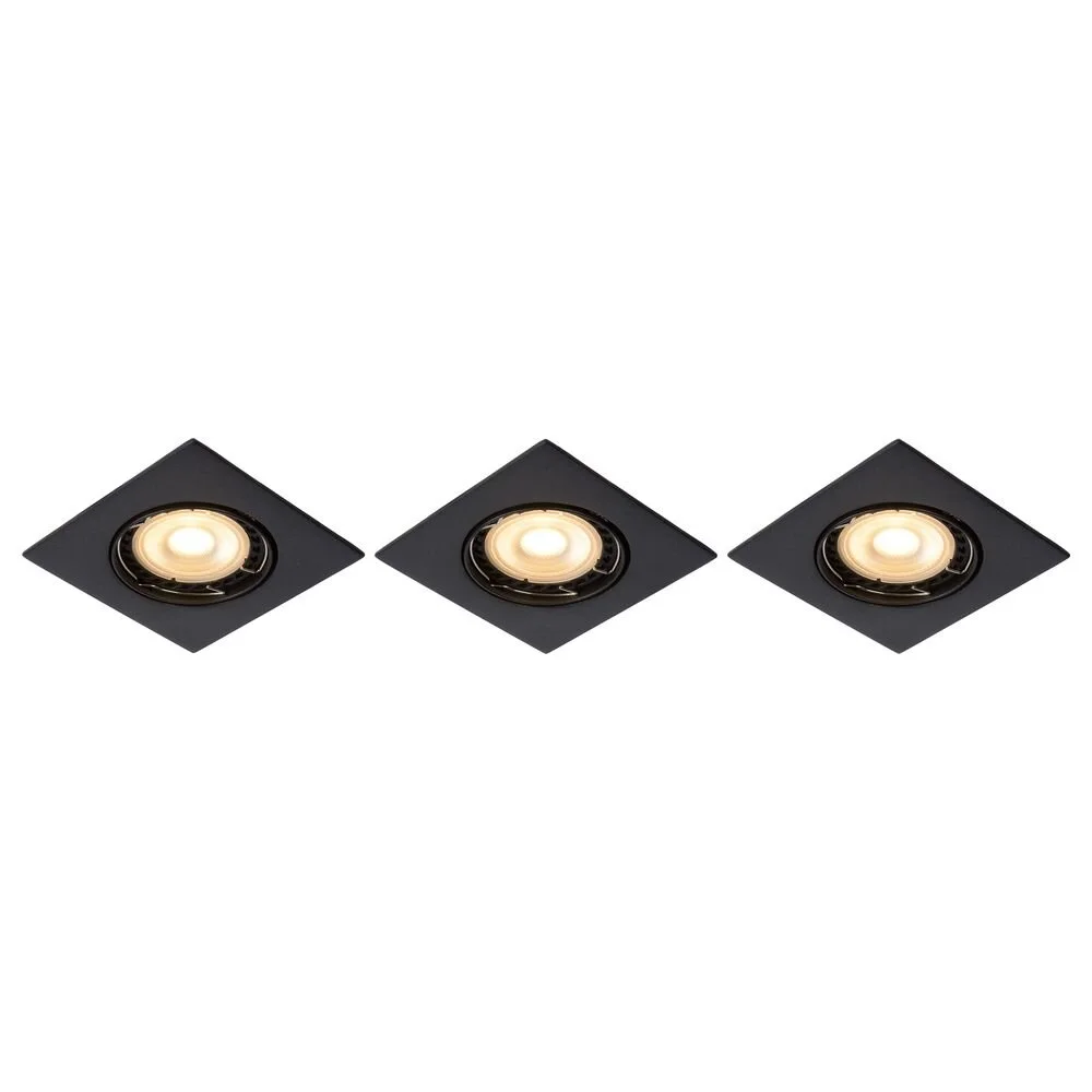 LED Einbaustrahler Focus 3er Set in Schwarz GU10 3x5W 960lm eckig günstig online kaufen