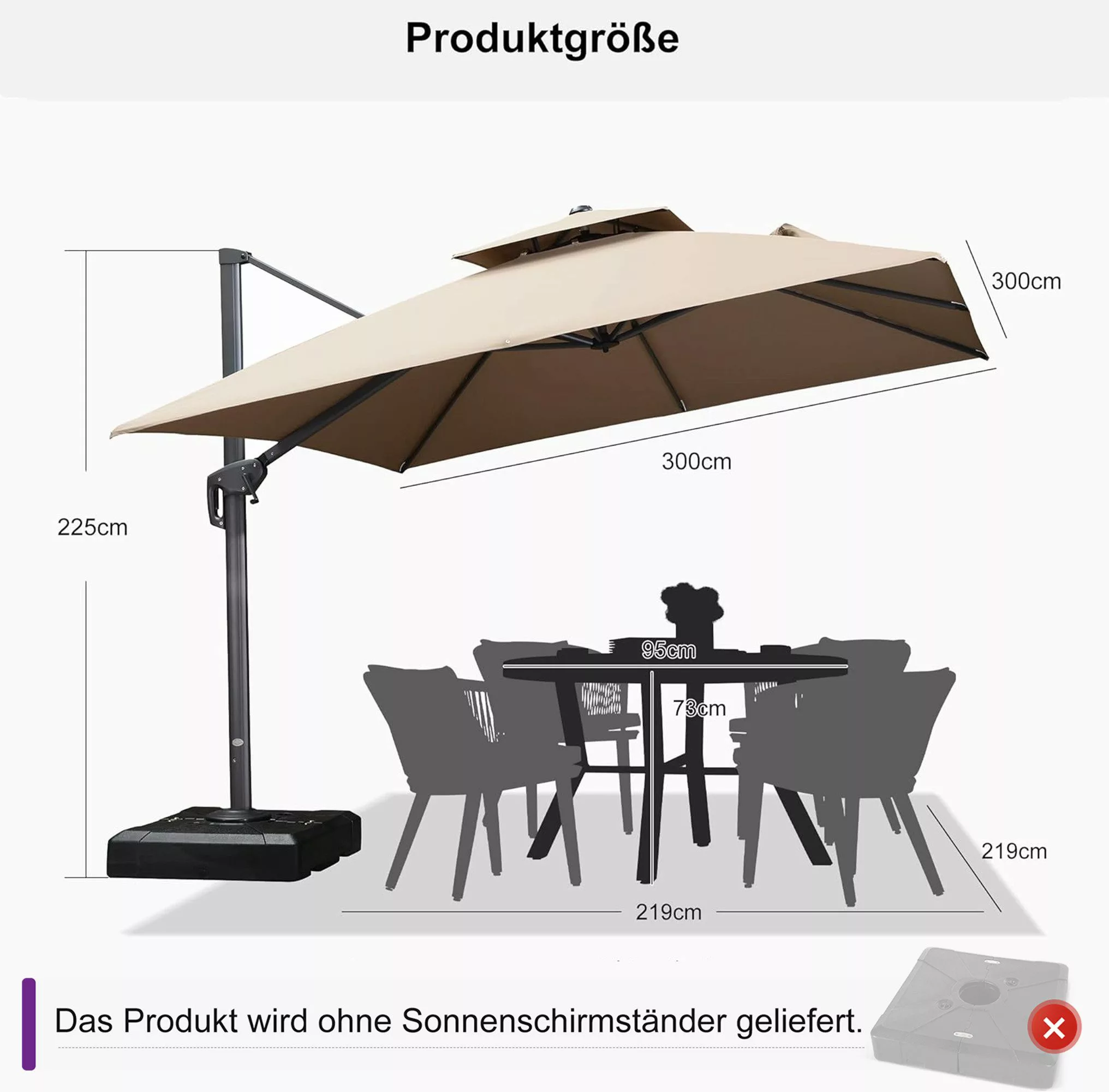 PURPLE LEAF Ampelschirm Außenbereich Alu Doppeldach günstig online kaufen