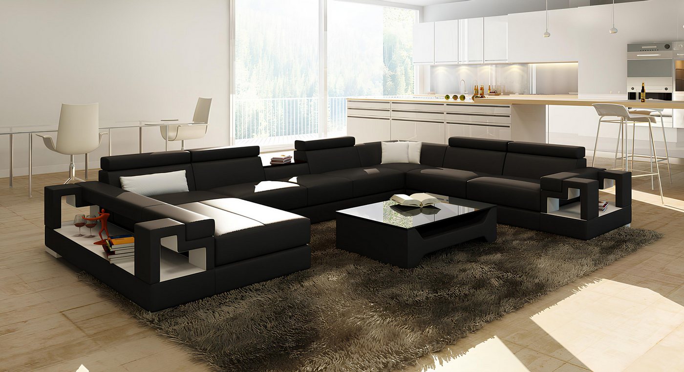 Xlmoebel Sofa Große Wohnlandschaft mit Ledersofa und Polstergarnitur in, He günstig online kaufen