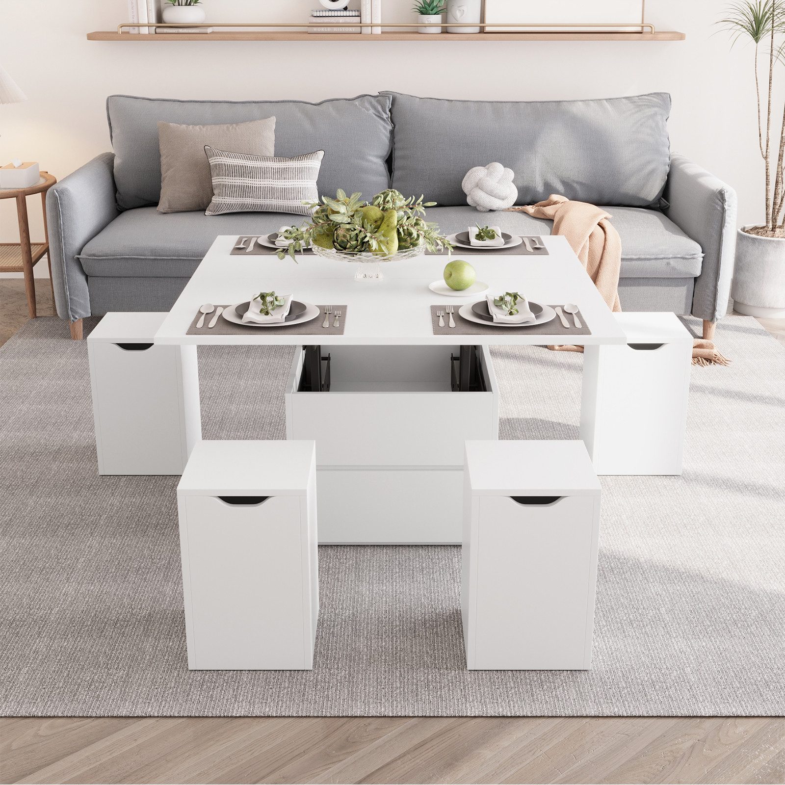 VOWNER Couchtisch Höhenverstellbarer, 4-in-1 Mehrzweckcouchtisch, 4 günstig online kaufen