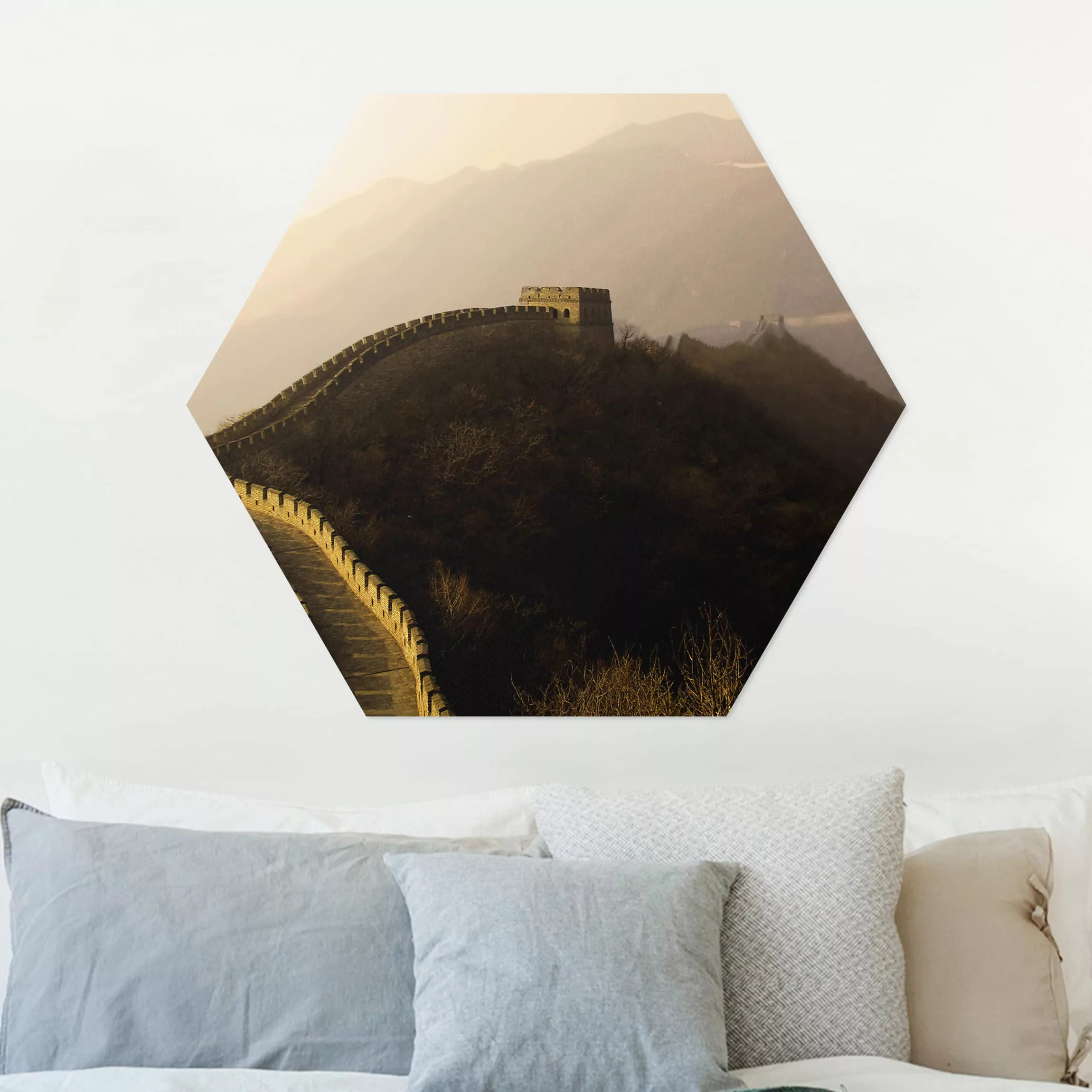 Hexagon-Alu-Dibond Bild Architektur & Skyline Sonnenaufgang über der chines günstig online kaufen