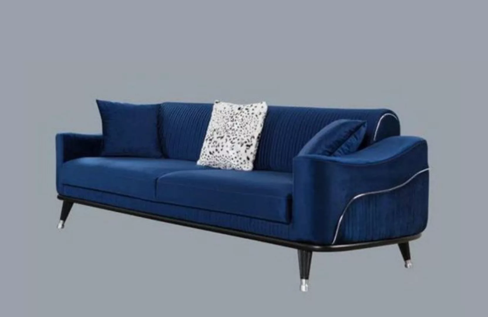 JVmoebel Sofa Blaue Design Couch Sofa Samt Dreisitzer Luxus Couch, Made in günstig online kaufen