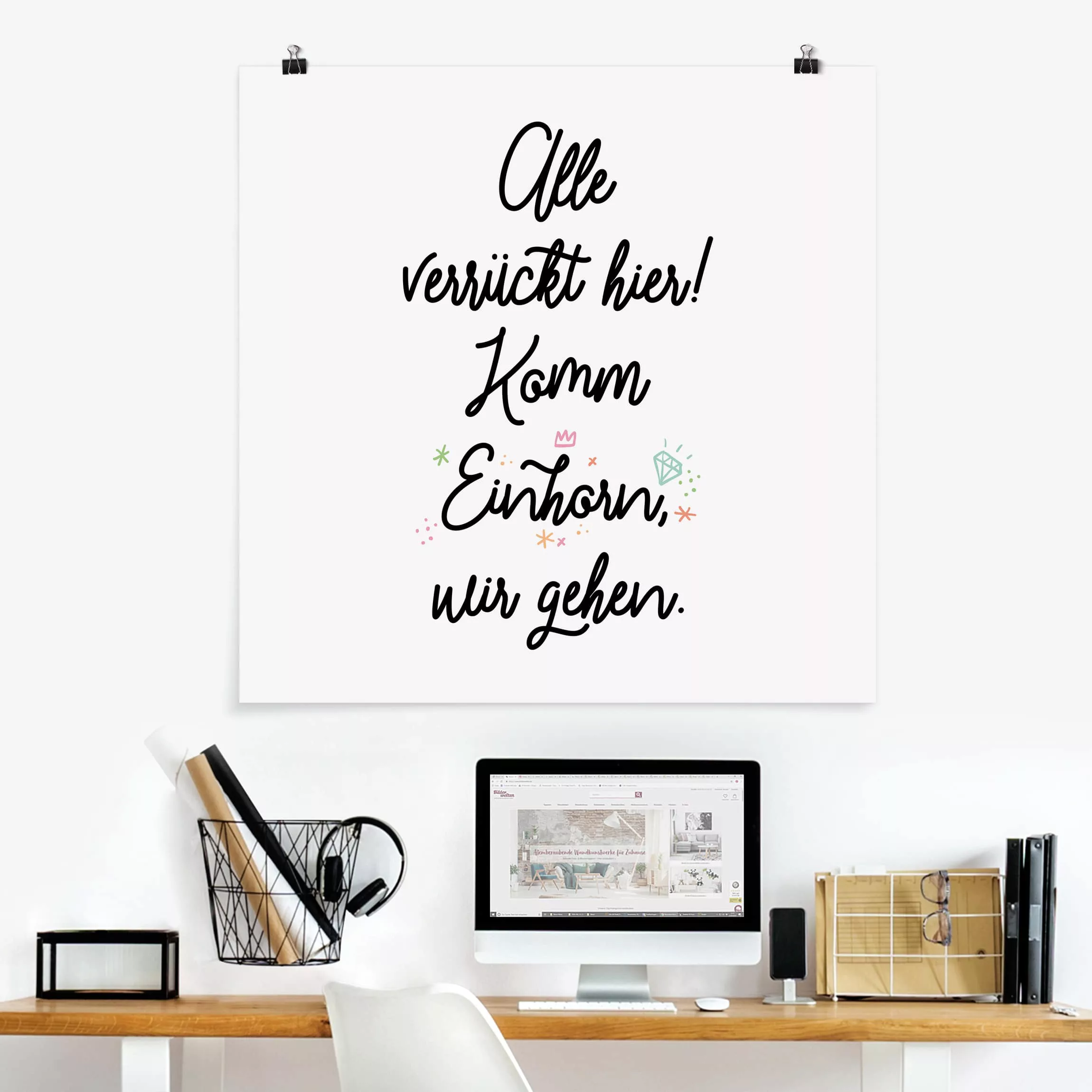 Poster Spruch - Quadrat Alle verrückt hier günstig online kaufen