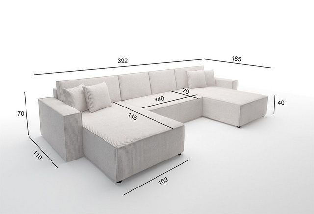 Fun Möbel Wohnlandschaft Wohnlandschaft CONOR mit Schlaffunktion, inkl. 4 Z günstig online kaufen