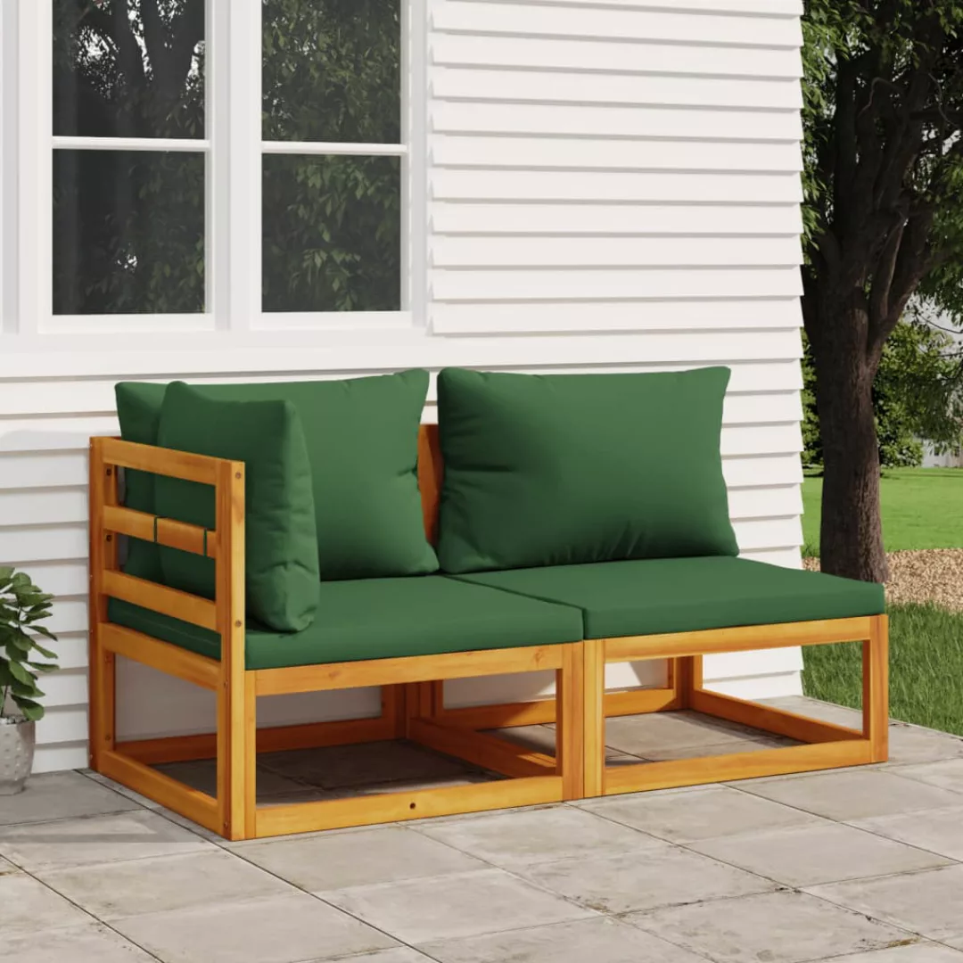 vidaXL Loungesofa 2-tlg. Garten-Sofa-Set mit Kissen Massivholz Akazie, 1 Te günstig online kaufen