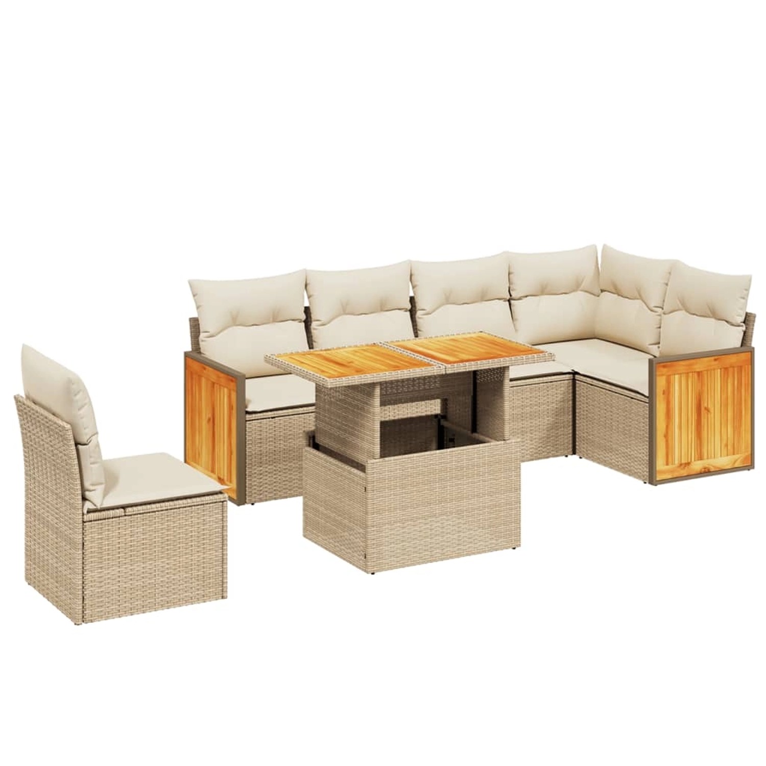 vidaXL 7-tlg Garten-Sofagarnitur mit Kissen Beige Poly Rattan Modell 396 günstig online kaufen