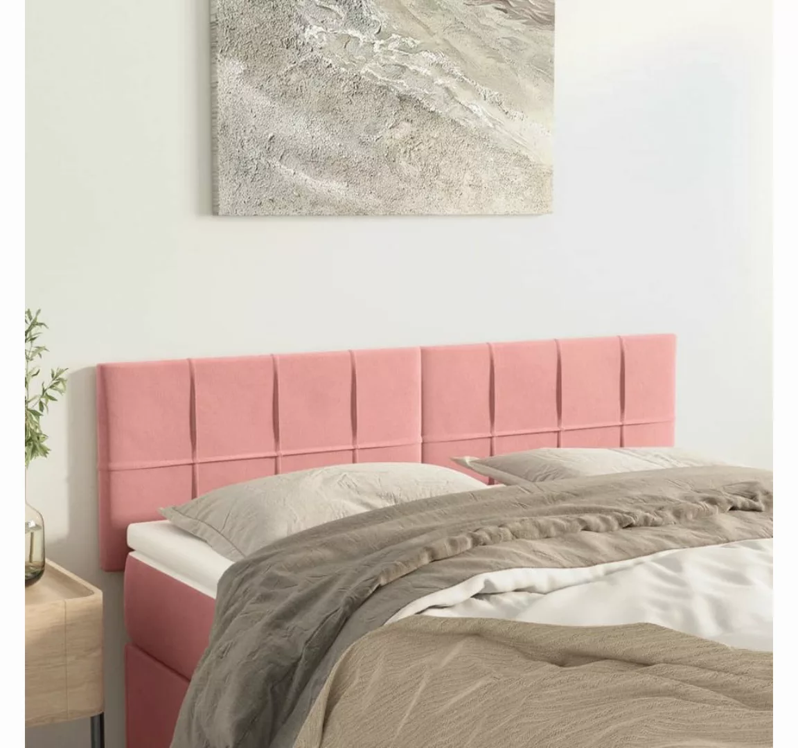 vidaXL Bett, Kopfteile 2 Stk. Rosa 72x5x78/88 cm Samt günstig online kaufen