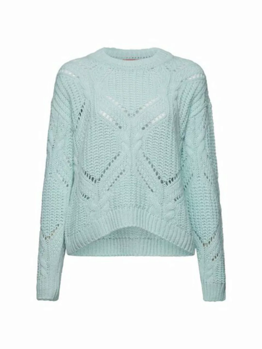 Esprit Collection Rundhalspullover Offenmaschiger Pullover aus Wollmix günstig online kaufen