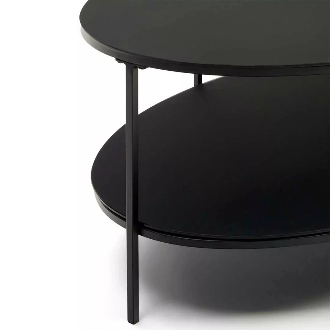 Ovaler Wohnzimmertisch schwarz aus Glas und Stahl 110 cm breit günstig online kaufen