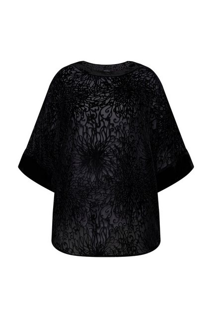 Ulla Popken Druckbluse Bluse Ausbrenner-Samt Oversized Rundhals Halbarm günstig online kaufen