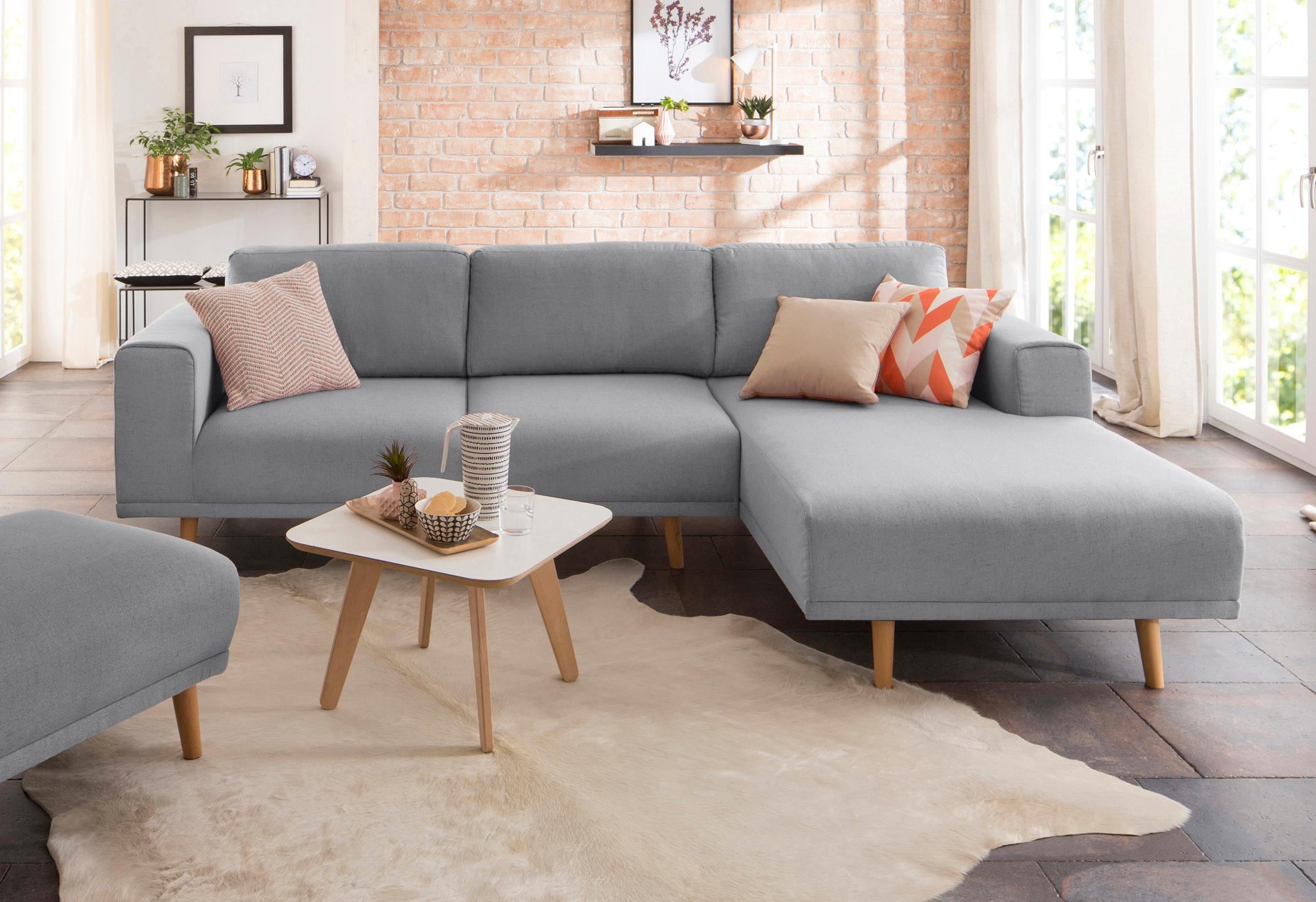 Home affaire Ecksofa "Lasse L-Form", im scandinavischen Stil mit Holzfüßen günstig online kaufen