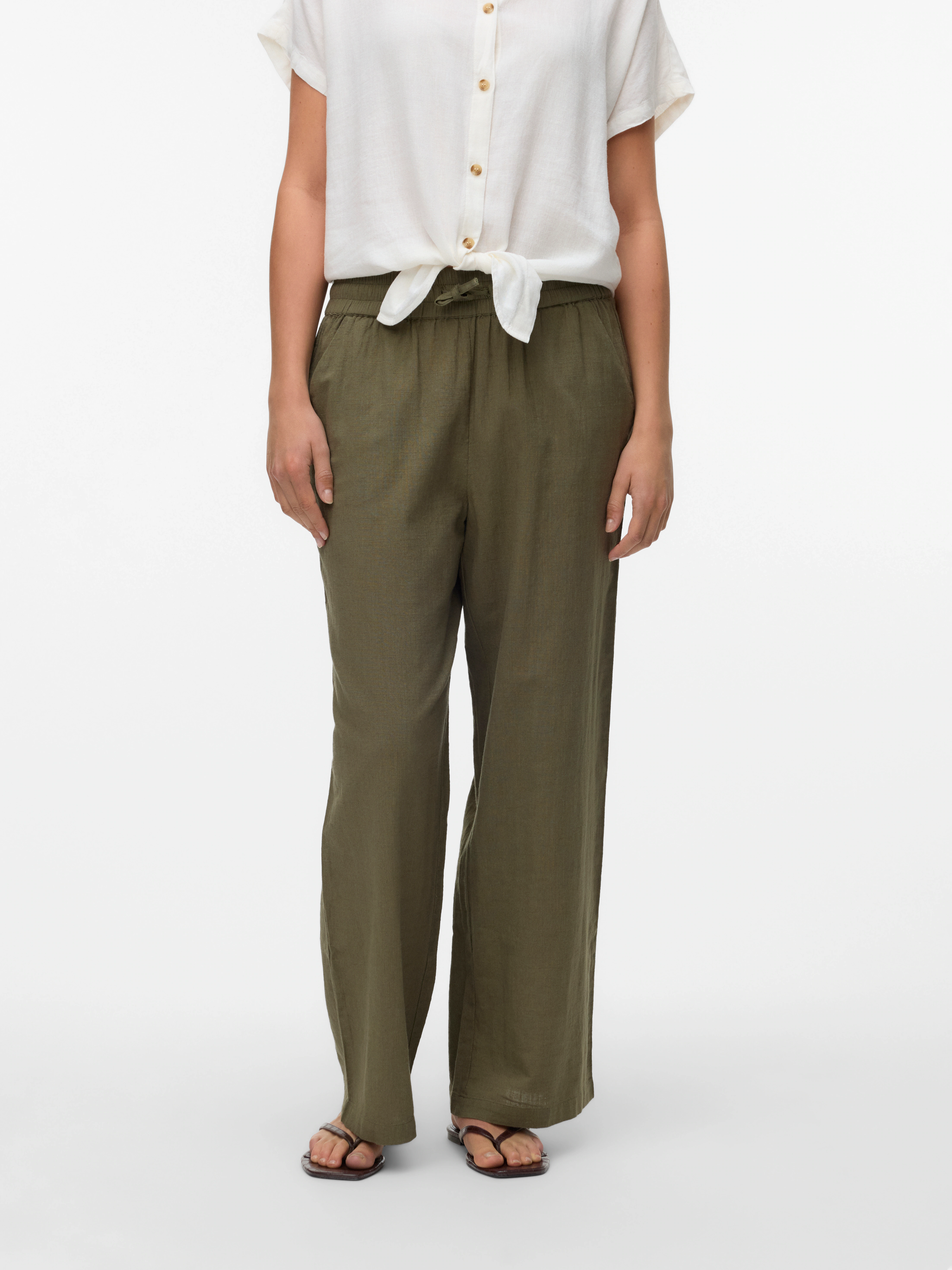 Vero Moda Schlupfhose "VMCAIA MW WIDE PANT WVN NOOS", Sommerhose, mit Leine günstig online kaufen