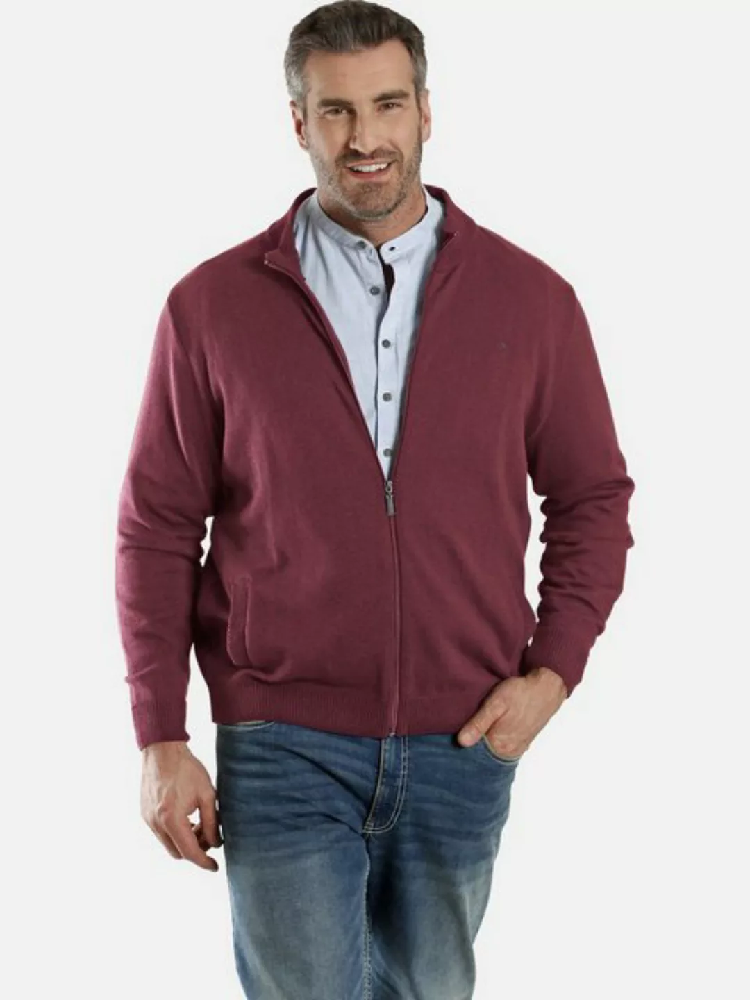 Charles Colby Strickjacke EARL THOMAS mit Details in Strukturstrick günstig online kaufen