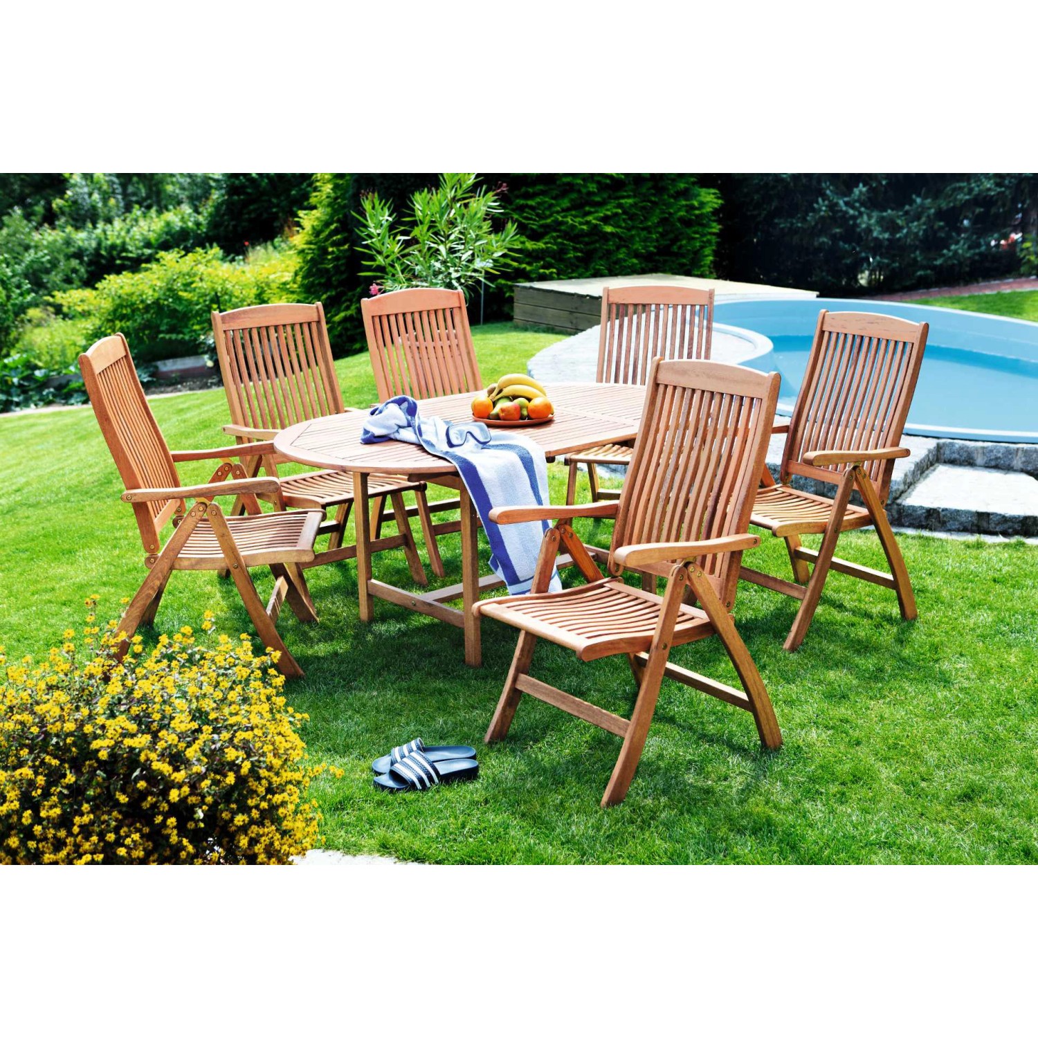 Gartenmöbel-Set Maracaibo 7-tlg. Braun inkl. Tisch 120/170 cm x 100 cm günstig online kaufen