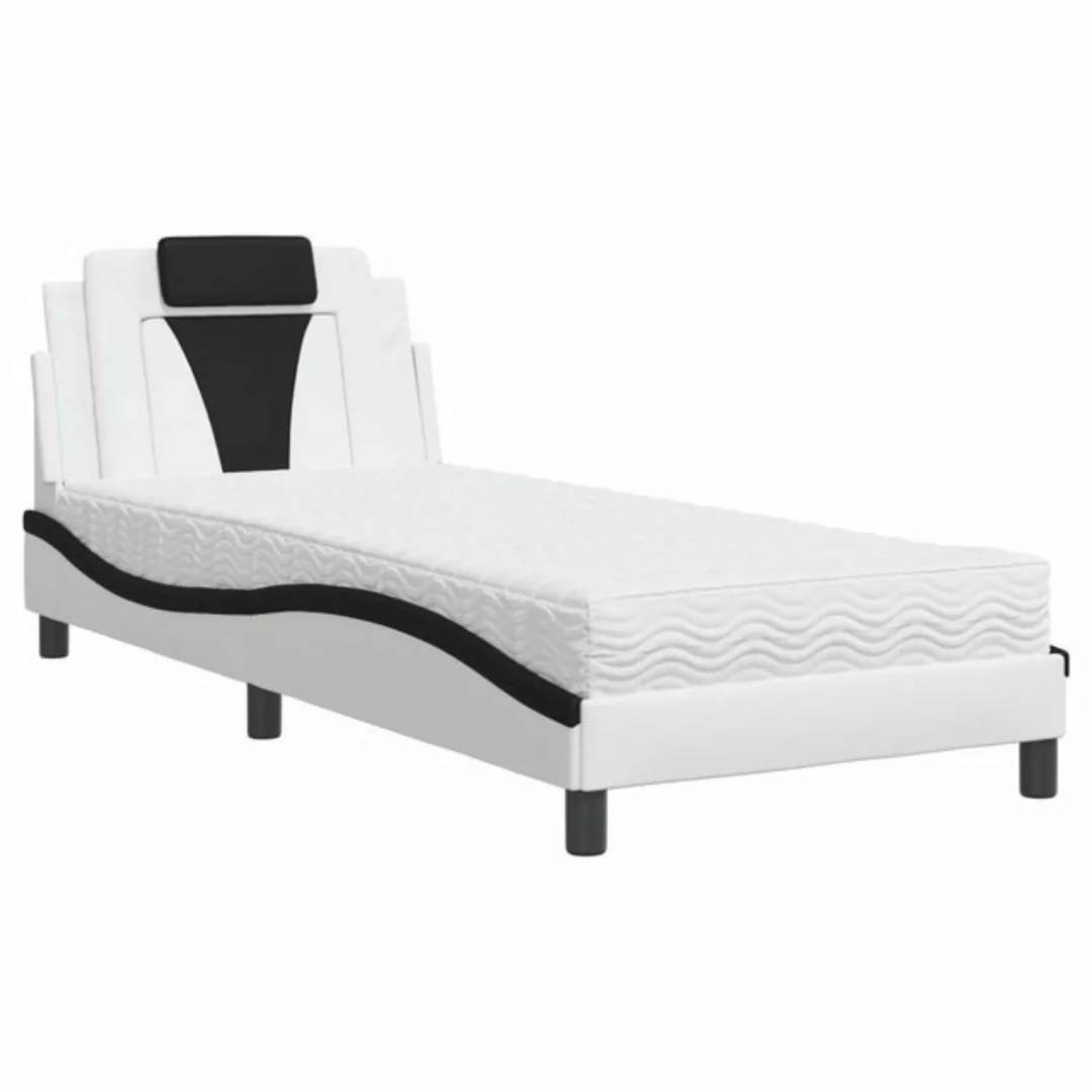 vidaXL Bett Bett mit Matratze Weiß und Schwarz 80x200 cm Kunstleder günstig online kaufen