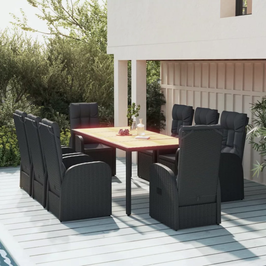 Vidaxl 9-tlg. Garten-essgruppe Mit Kissen Schwarz Poly Rattan günstig online kaufen