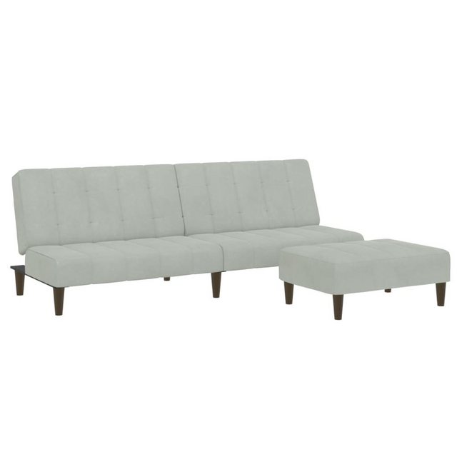 vidaXL Sofa Schlafsofa 2-Sitzer mit Fußhocker Hellgrau Samt günstig online kaufen