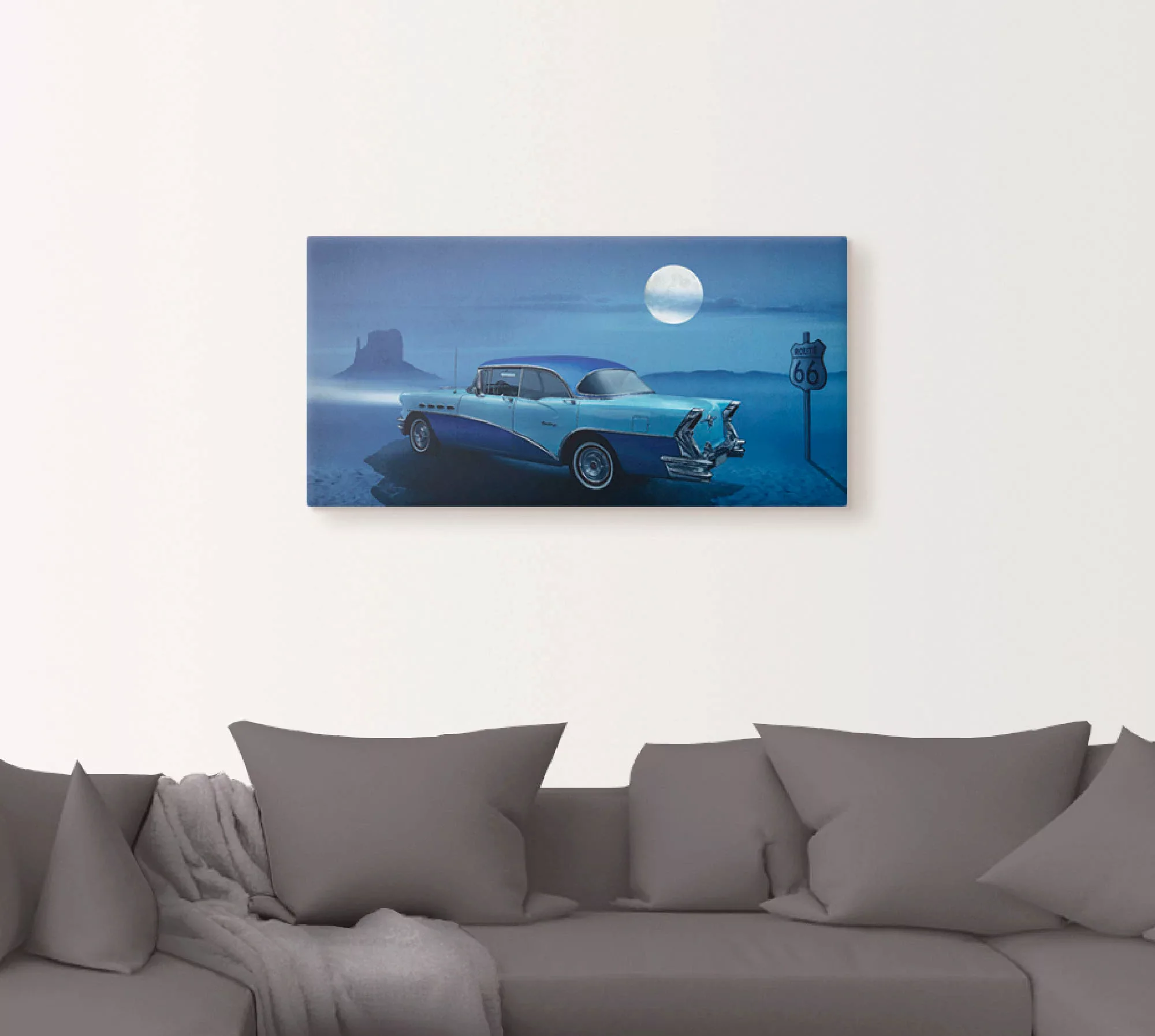 Artland Wandbild "Blaue Nacht auf der Route 66", Auto, (1 St.), als Leinwan günstig online kaufen