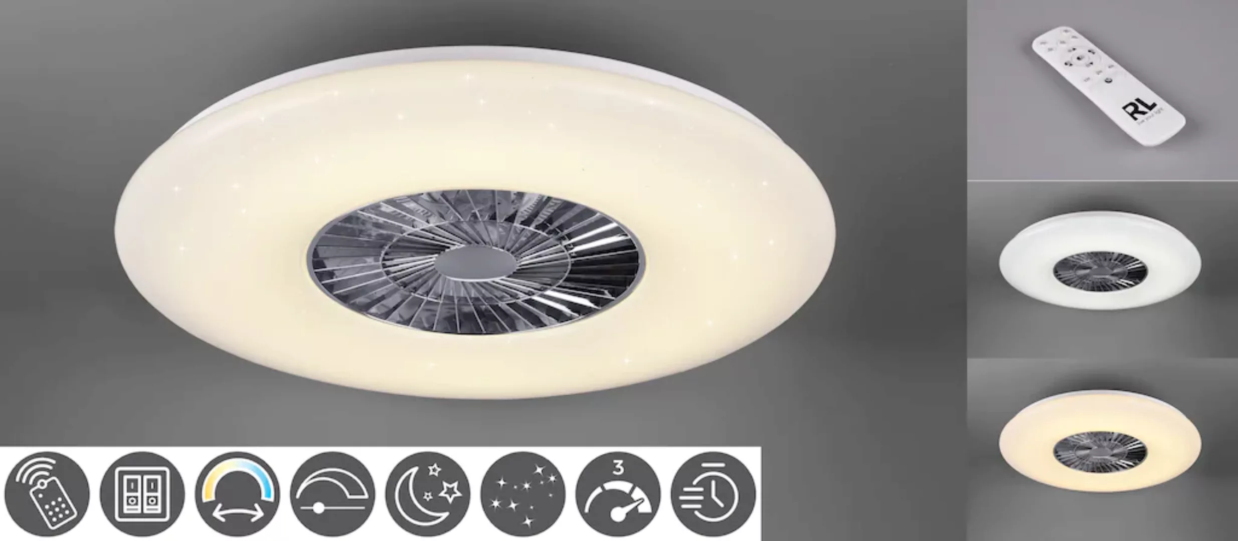 TRIO Leuchten LED Deckenleuchte »Visby«, mit Ventilator, Fernbedienung, int günstig online kaufen