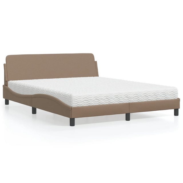 vidaXL Bett Bett mit Matratze Cappuccino-Braun 160x200 cm Kunstleder günstig online kaufen