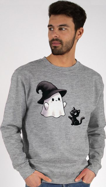 Shirtracer Sweatshirt Süßes Geister Motiv mit Katze, Halloween Katzenmotiv günstig online kaufen