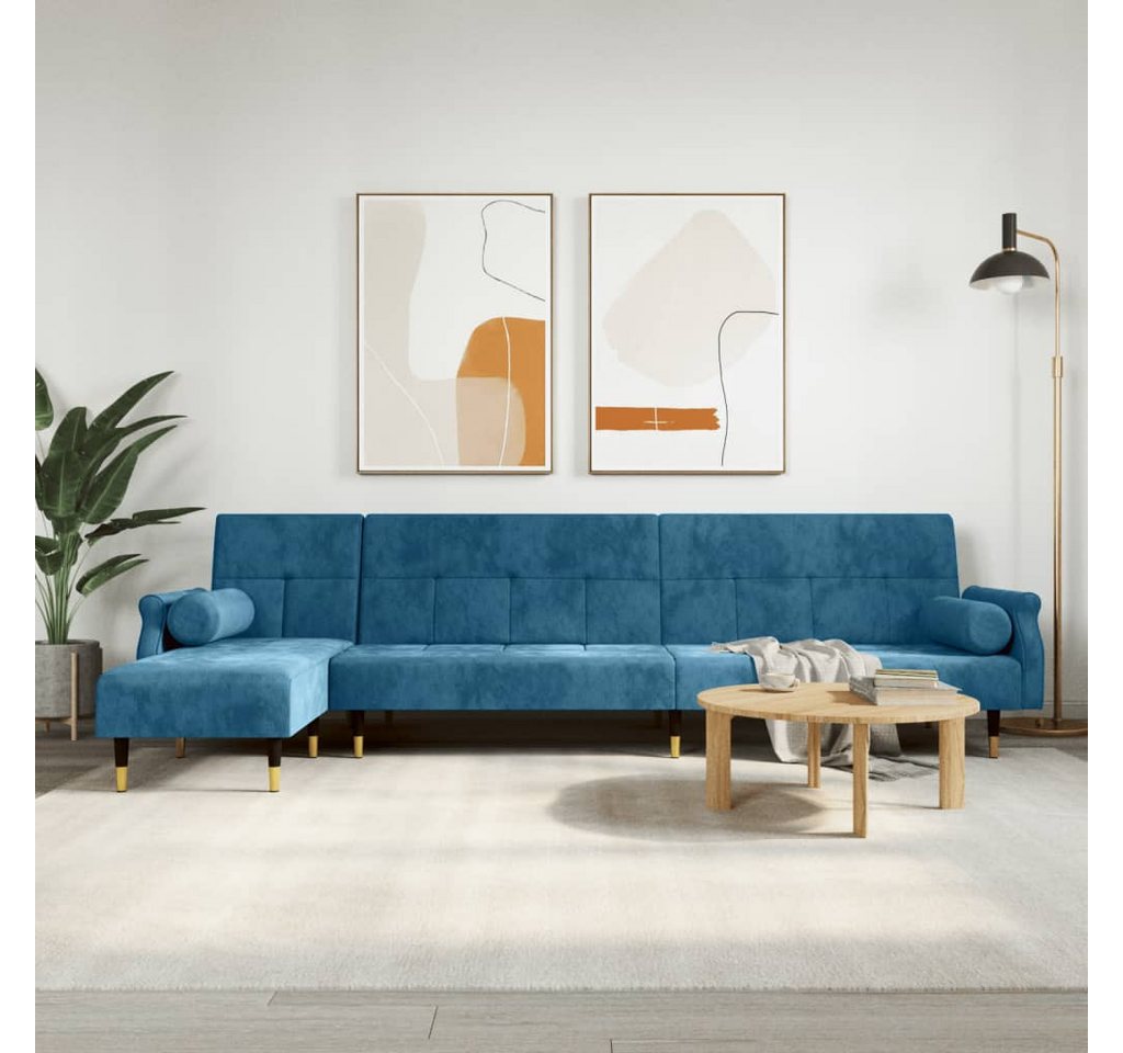 vidaXL Sofa Schlafsofa in L-Form Blau 271x140x70 cm Samt Chaiselongue Schla günstig online kaufen