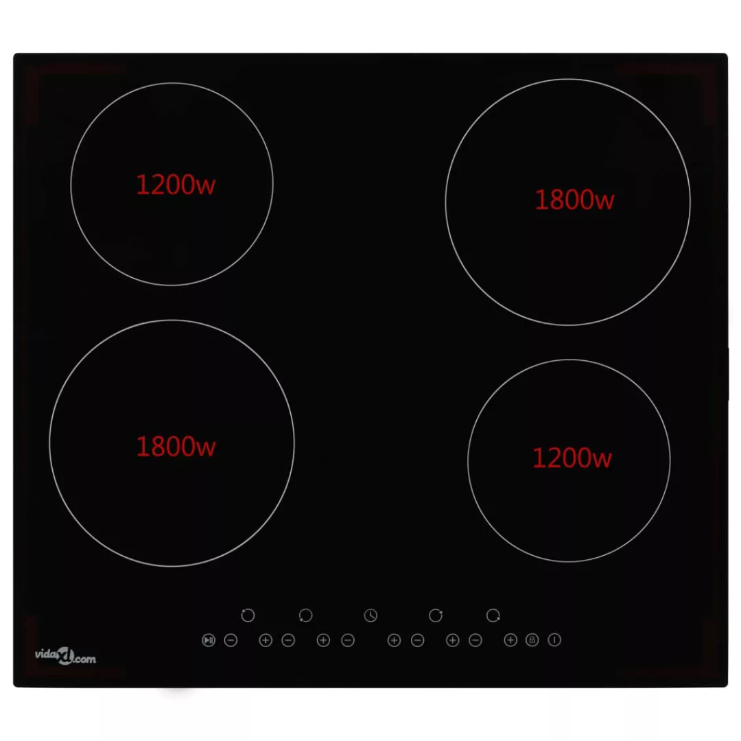 Glaskeramik-kochfeld Mit 4 Platten Touch-bedienfeld 6000 W günstig online kaufen