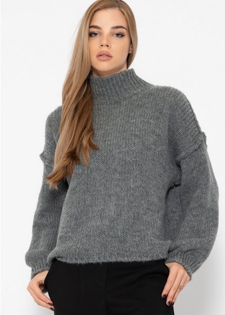 SASSYCLASSY Strickpullover Rollkragenpullover Damen mit Ziernähten Elegant günstig online kaufen