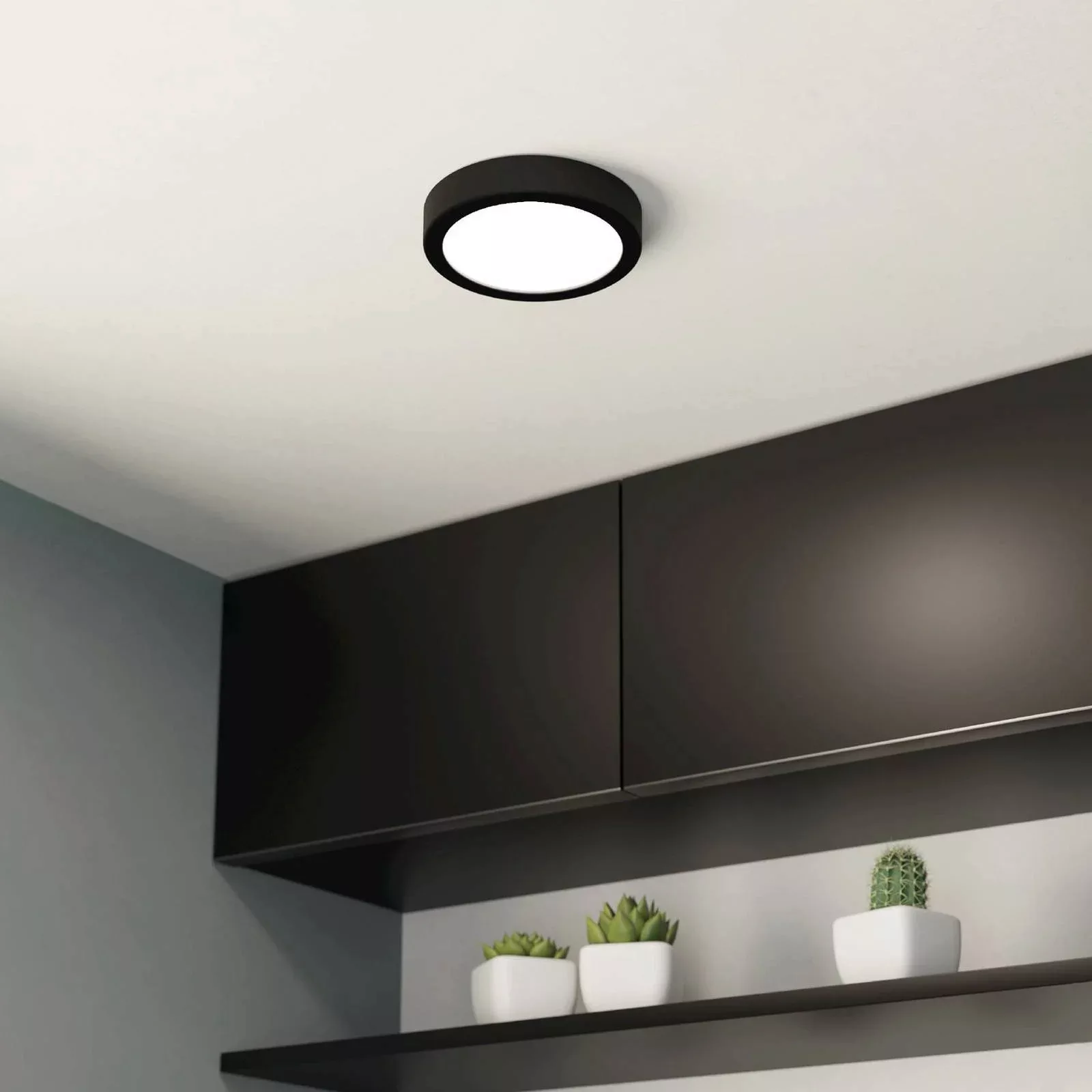 LED-Deckenlampe Fueva 5 IP44 3000K schwarz Ø16cm günstig online kaufen