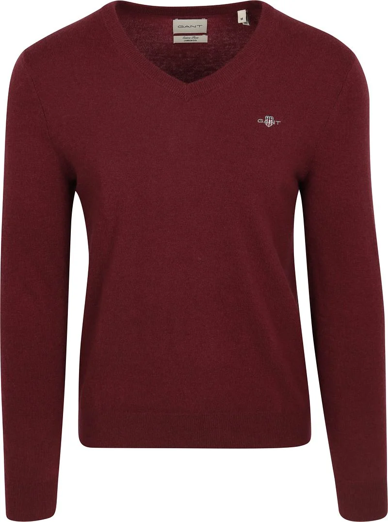 Gant Pullover V-Ausschnitt Wool Blend Bordeaux - Größe M günstig online kaufen