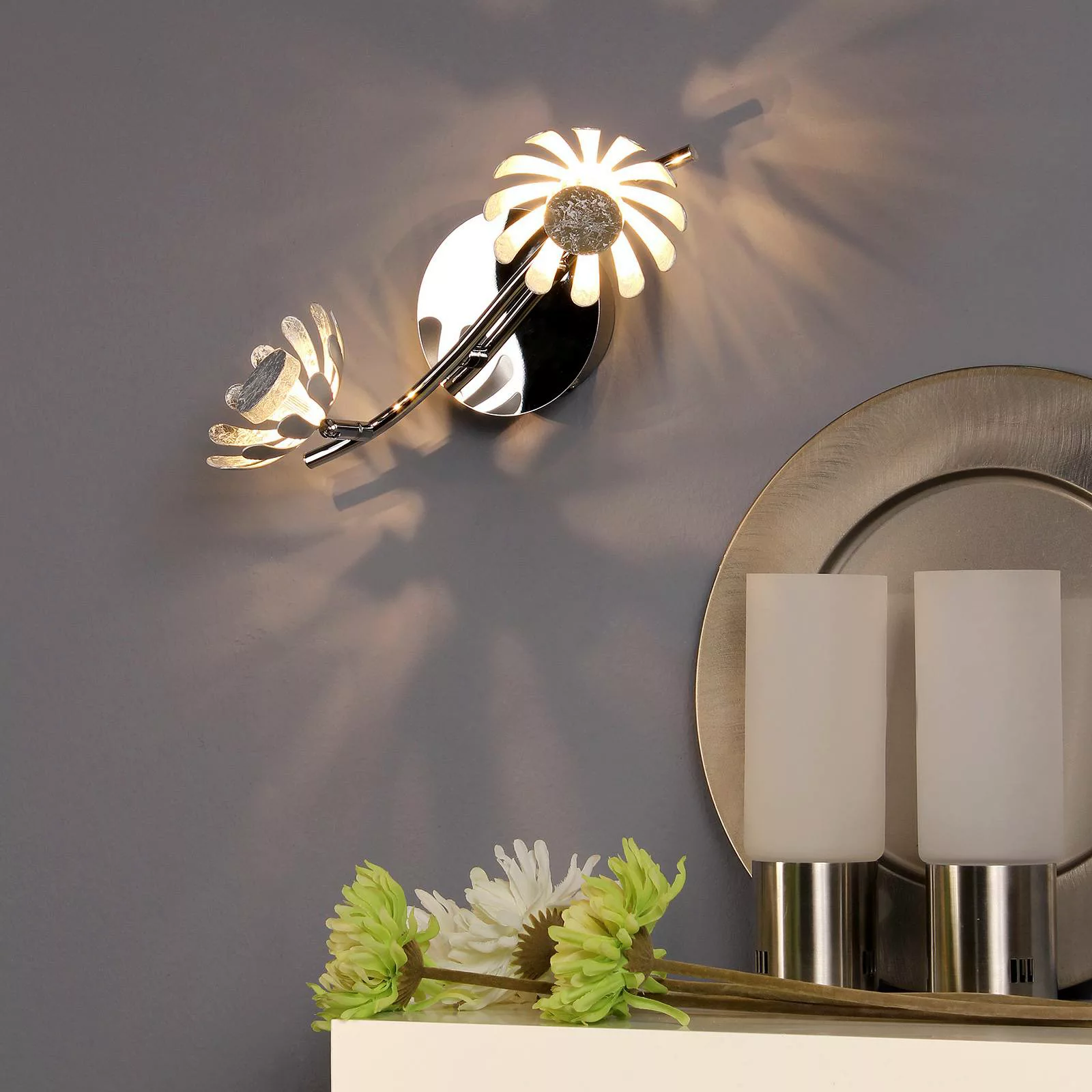 Luce Design LED-Deckenleuchte Bloom-Spots 9022-2 SI 2-flammig Silber Ø 10 c günstig online kaufen