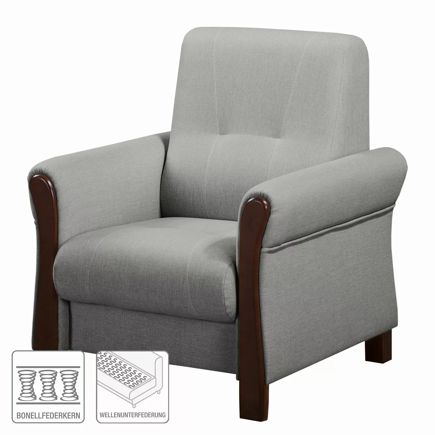 home24 Modoform Sessel Outwell Platin Strukturstoff 80x100x85 cm (BxHxT) günstig online kaufen
