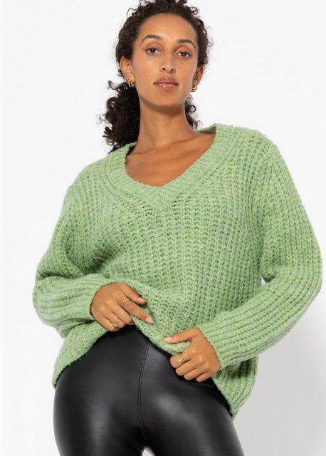 SASSYCLASSY Strickpullover Oversized Strickpullover Damen mit V-Ausschnitt günstig online kaufen