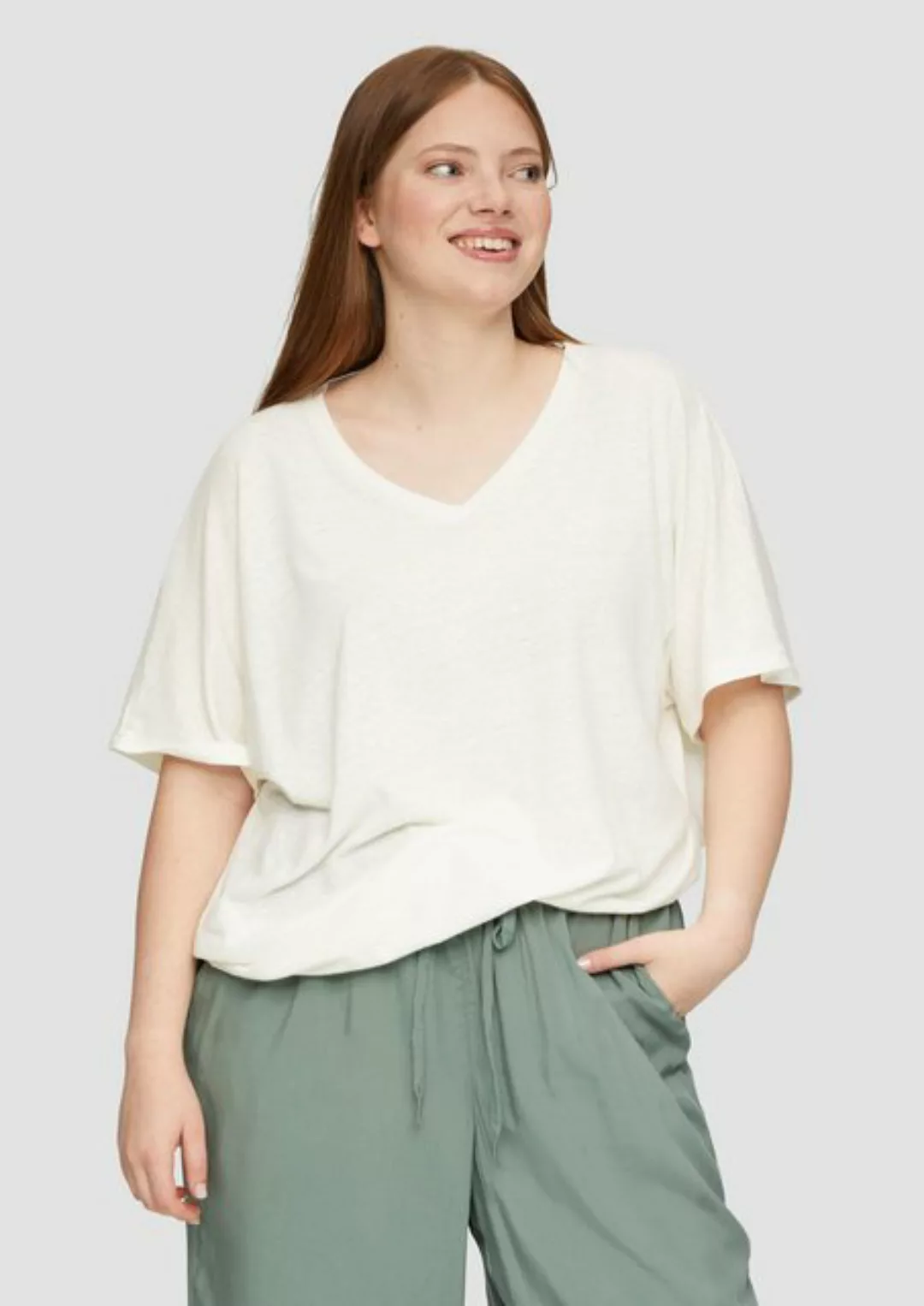 QS Kurzarmshirt T-Shirt aus Leinenmix im Relaxed Fit günstig online kaufen