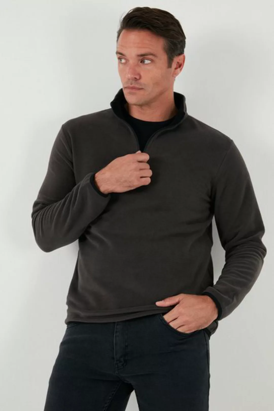 Buratti Fleecepullover Slim Fit günstig online kaufen