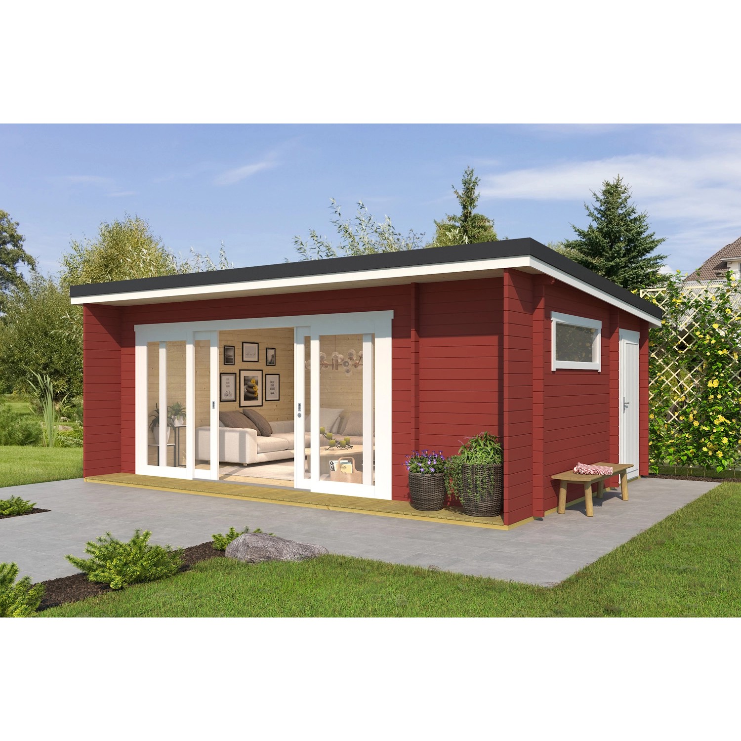 Lasita Maja Gartenhaus Java Schwedenrot  608 cm x 390 cm günstig online kaufen