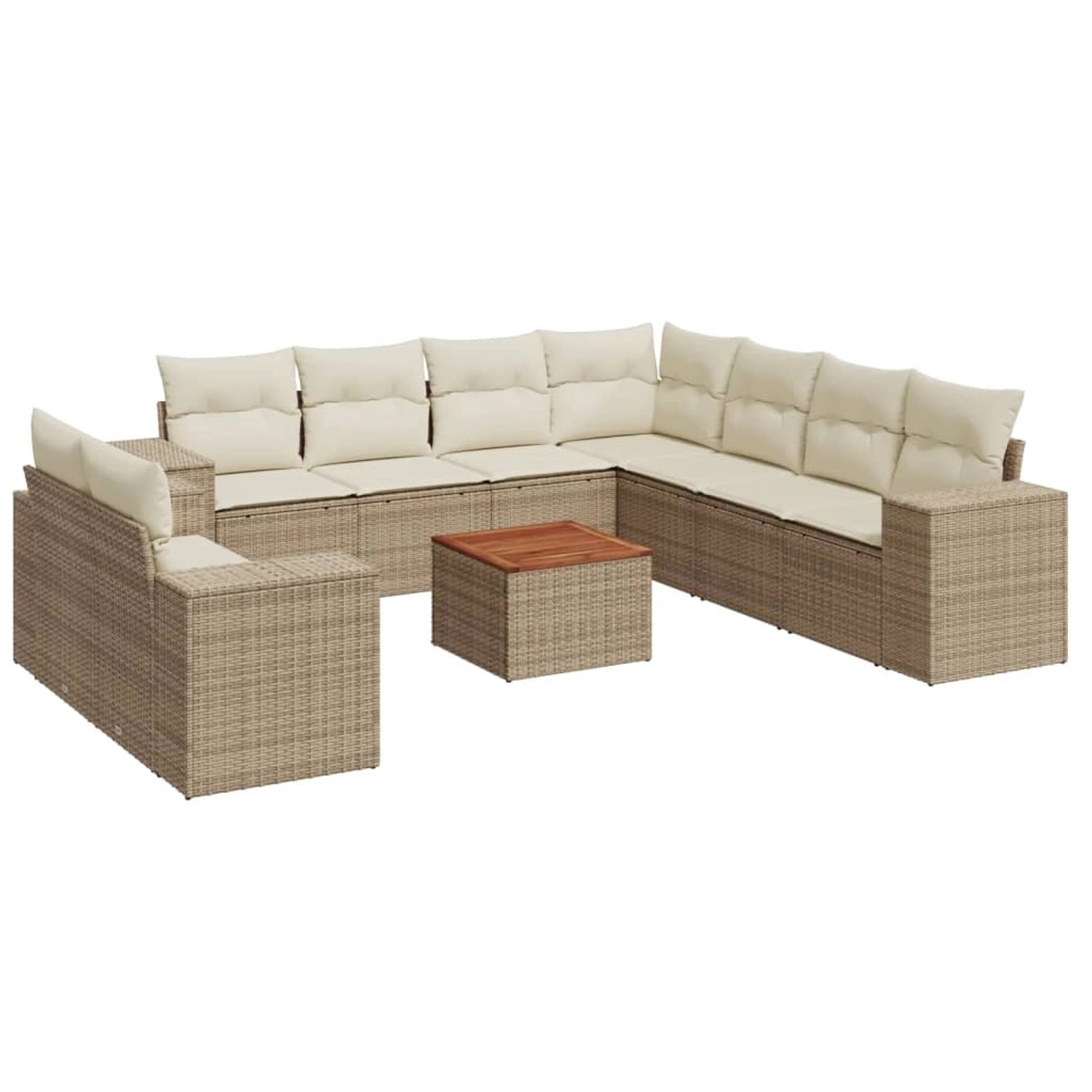 vidaXL 10-Tlg Garten-Sofagarnitur mit Kissen Beige Poly Rattan 3225512 günstig online kaufen