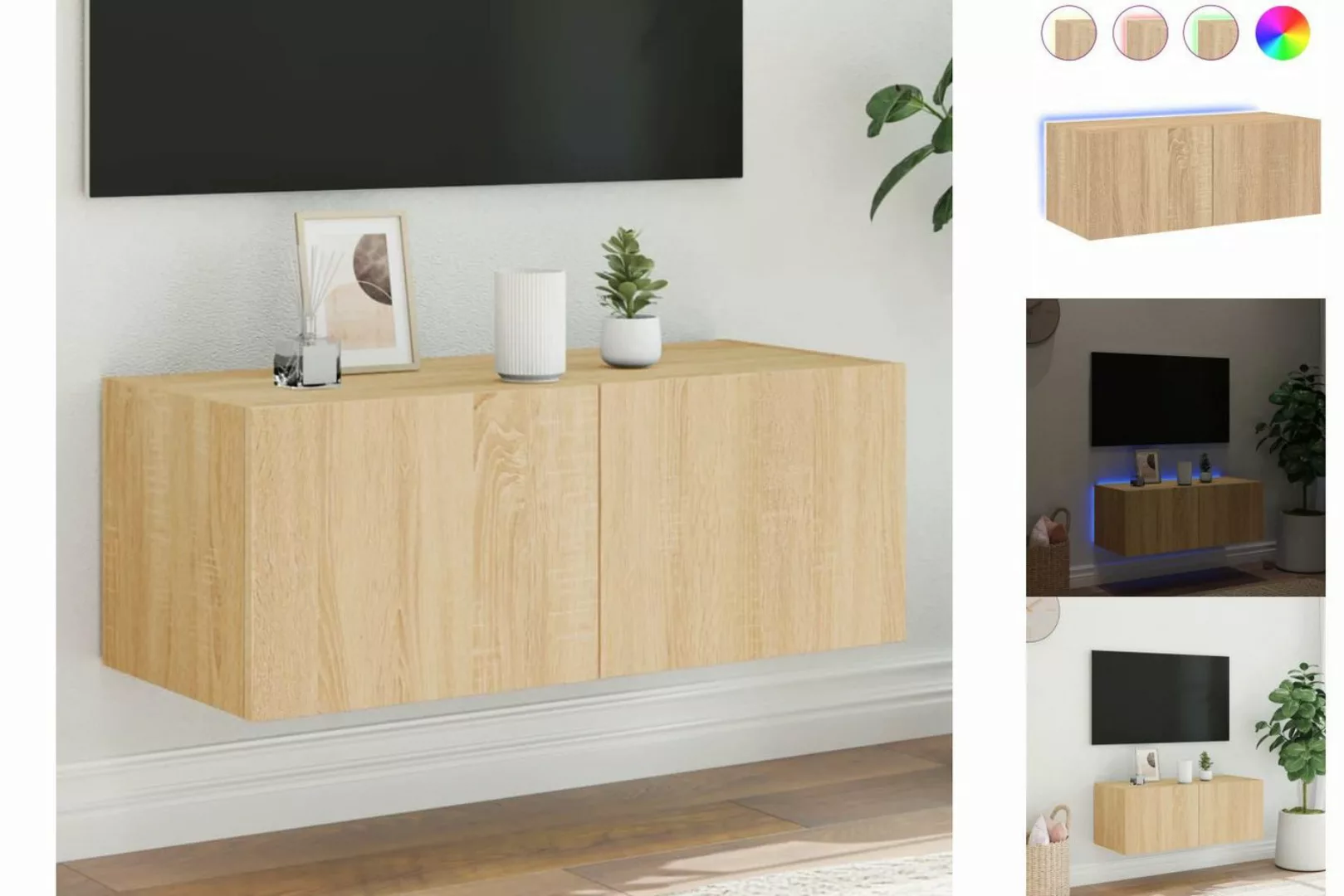 vidaXL TV-Schrank TV-Wandschrank mit LED-Leuchten Sonoma-Eiche 80x35x31 cm günstig online kaufen