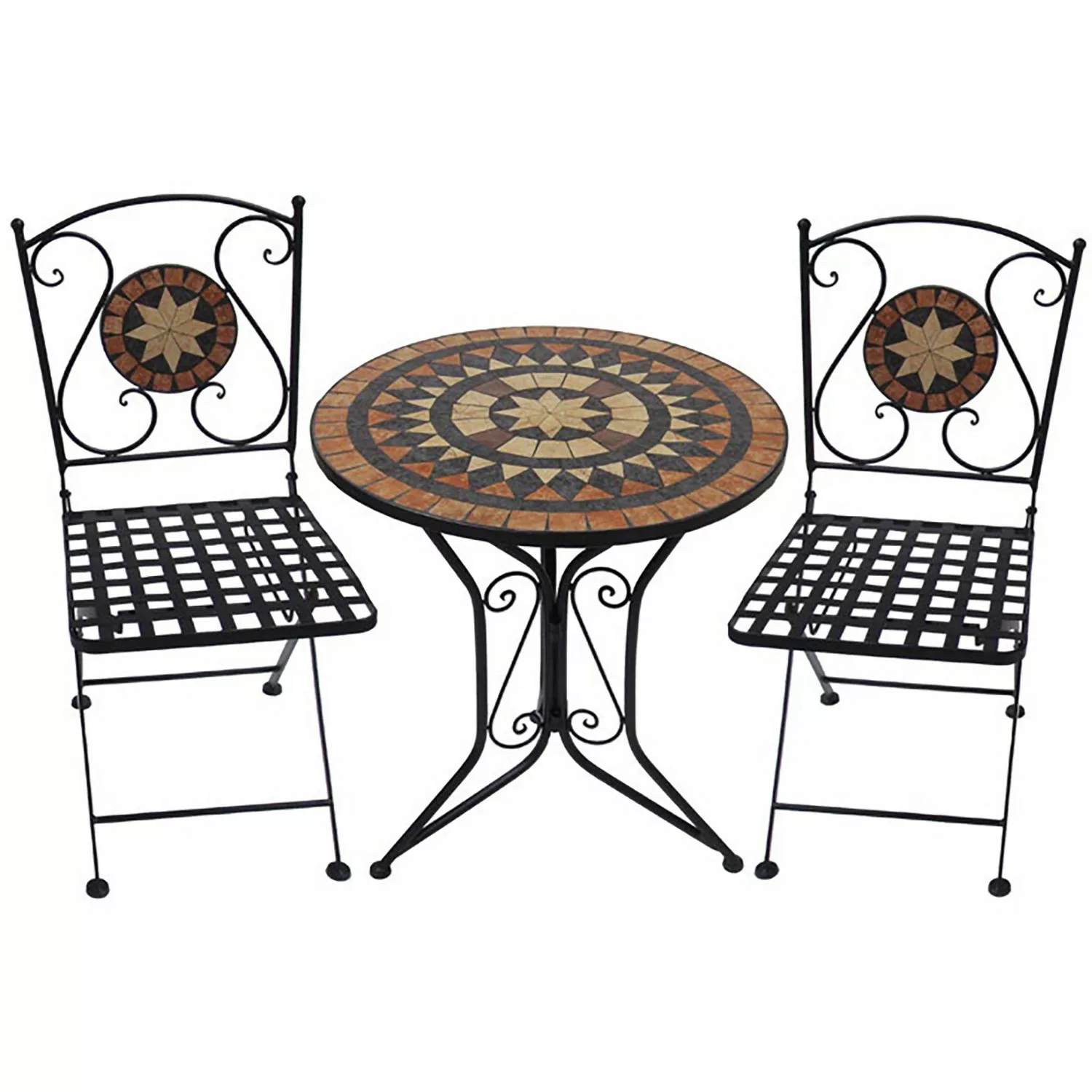 Garden Pleasure Bistro-Set Pular 3-teilg Schwarz-Braun günstig online kaufen